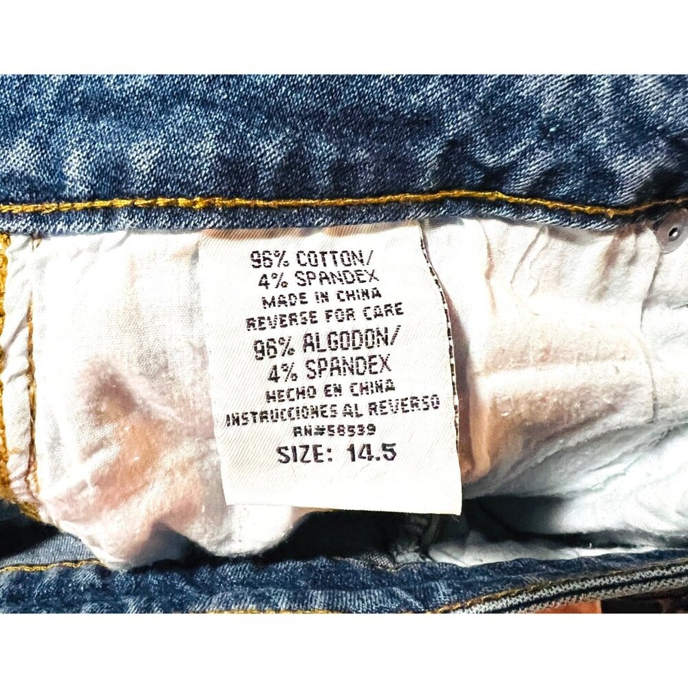 L.E.I Embroidered Floral Womens Jeans 14.5 Cotton/Spandex Blue Denim Stretch - Picture 3 of 3